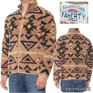 Faherty x Doug Good Feather Aztec Western Sherpa Fleece Jacket – Men’s Size L